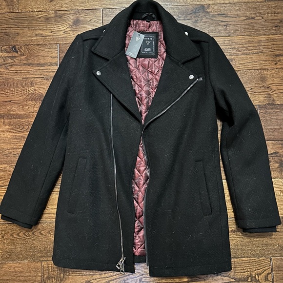Guess Jet Black Trench Jacket Men - Picture 1 of 6